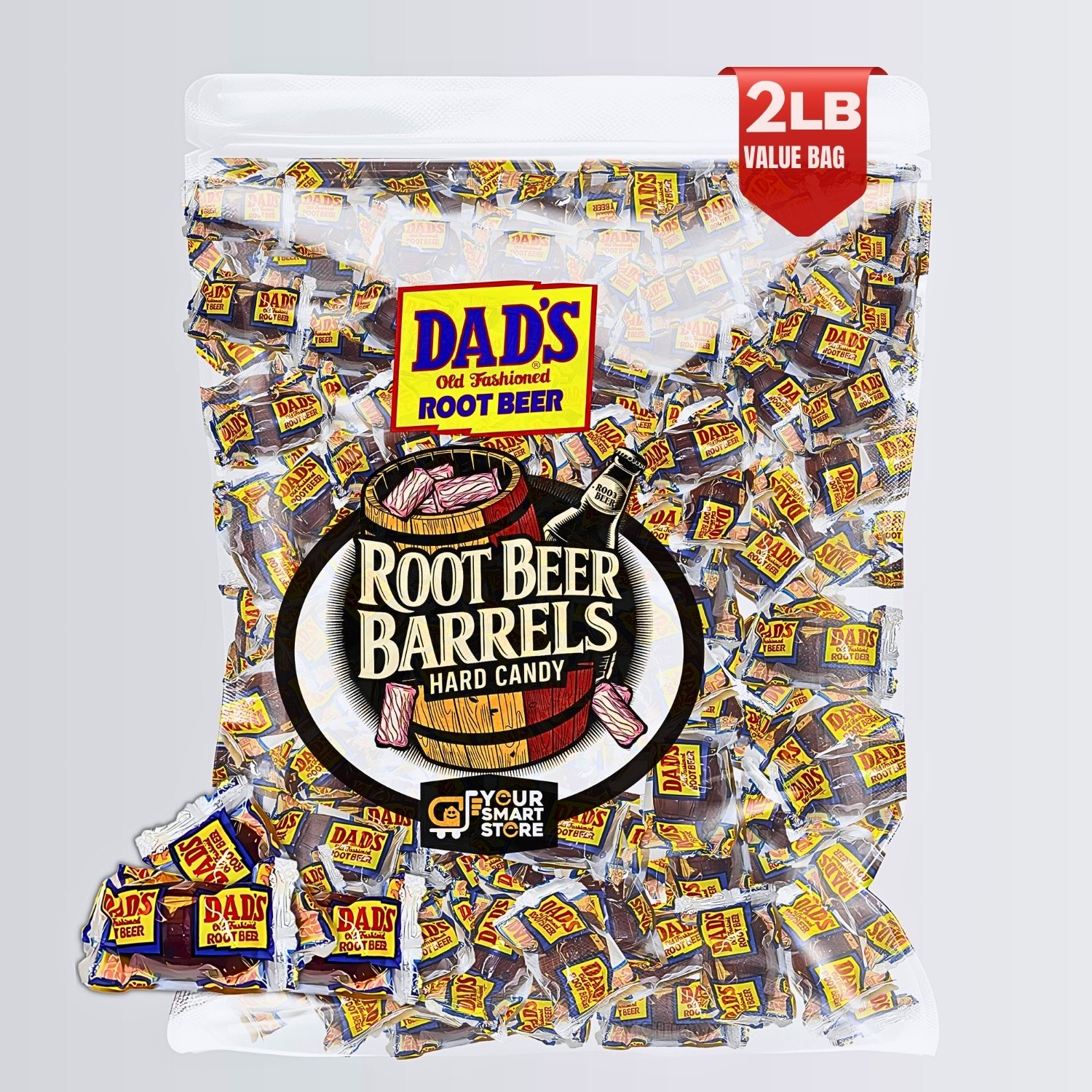 2 Pounds Dads-Root-Beer-Barrels-hard-candy-pack-individually-wrapped-candy-pack-Rootbeer-Barrels-YOURSMARTSTORE-2 Pound -Listing-Main-Image