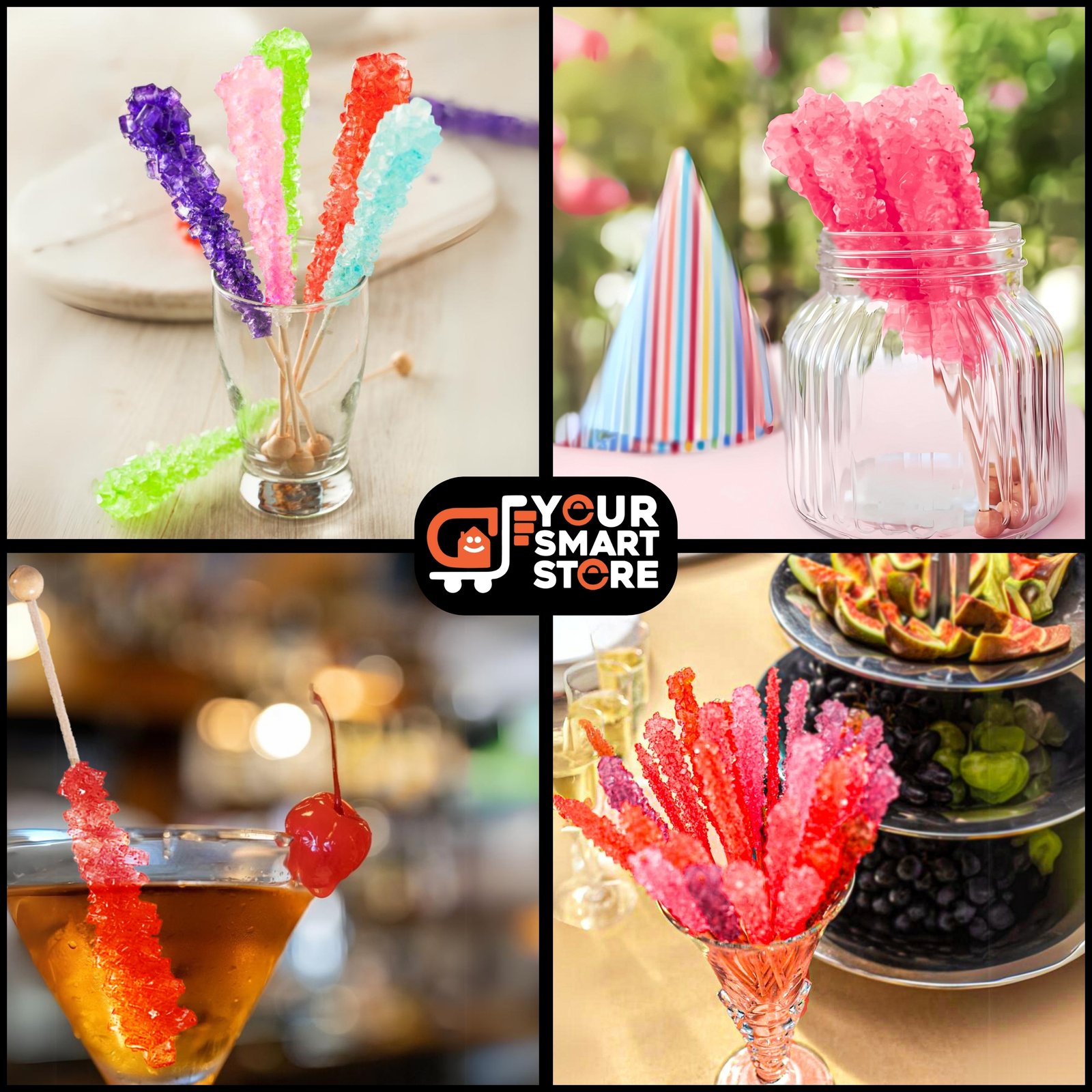 Daily Life Style Birthday and Party Use Candy-36 Assorted Crystal Candy Sticks Individually Wrapped in Deli Container Bucket For Kids and Adult-YOURSMARTSTORE